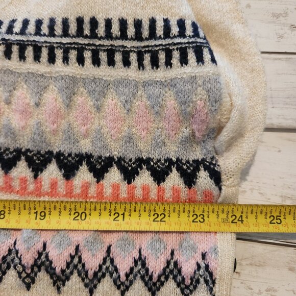 Caslon Winter Sweater Womens Large Knit Wool Blend Fair Isle Off White Buttons - Picture 9 of 10